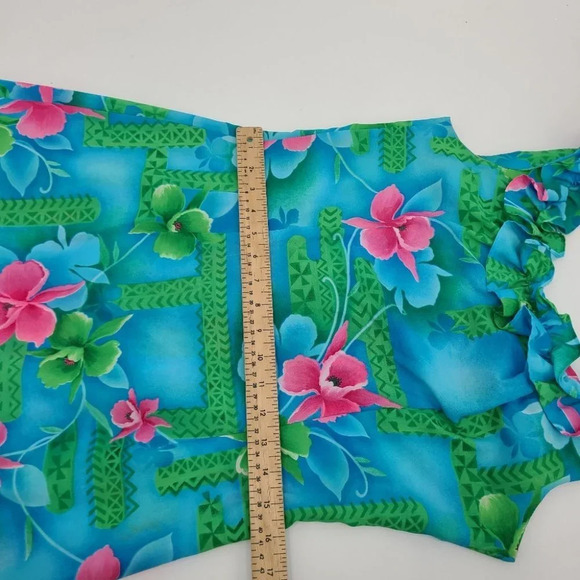 Vintage Pomare  Hawaii Floral Ruffled Top Maxi Dress - Picture 7 of 10